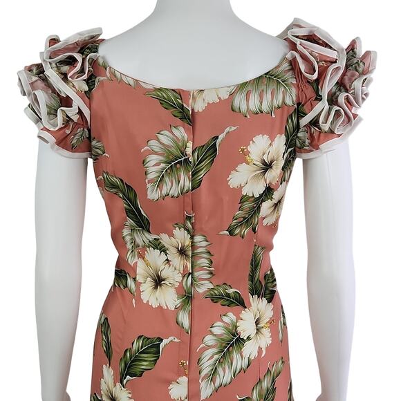 Milson by Ky's Hawaiian Fishtail Full Length Rayon Poplin Muumu Dress Size Large - Picture 7 of 12